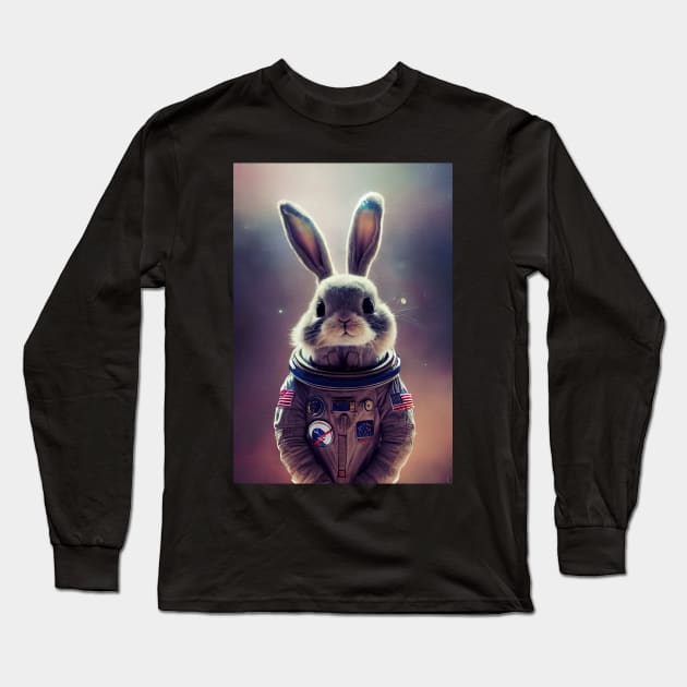 Bunny in space suit Long Sleeve T-Shirt by ai1art